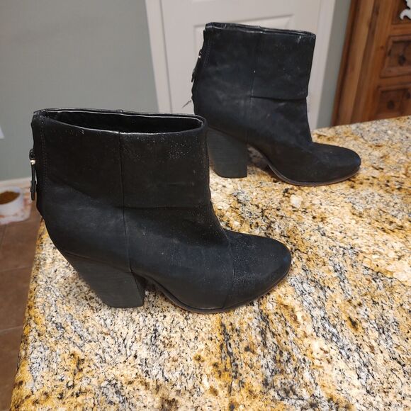Rag & Bone Newbury Black Leather Ankle Bootie Zip Up Women's Size EU 39 US 8.5 - Picture 5 of 12